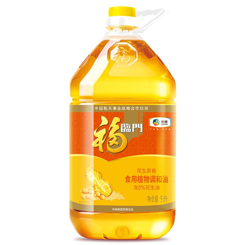 中粮福临门 食用油 粮油 花生原香食用调和油5L/桶 家庭实用装