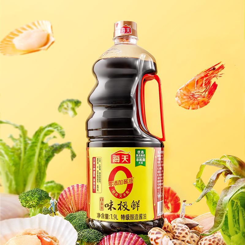 海天酱油 0添加味极鲜1.9L*1瓶 零添加酱油 特级生抽提鲜炒菜调味料 0添加味极鲜1.9L